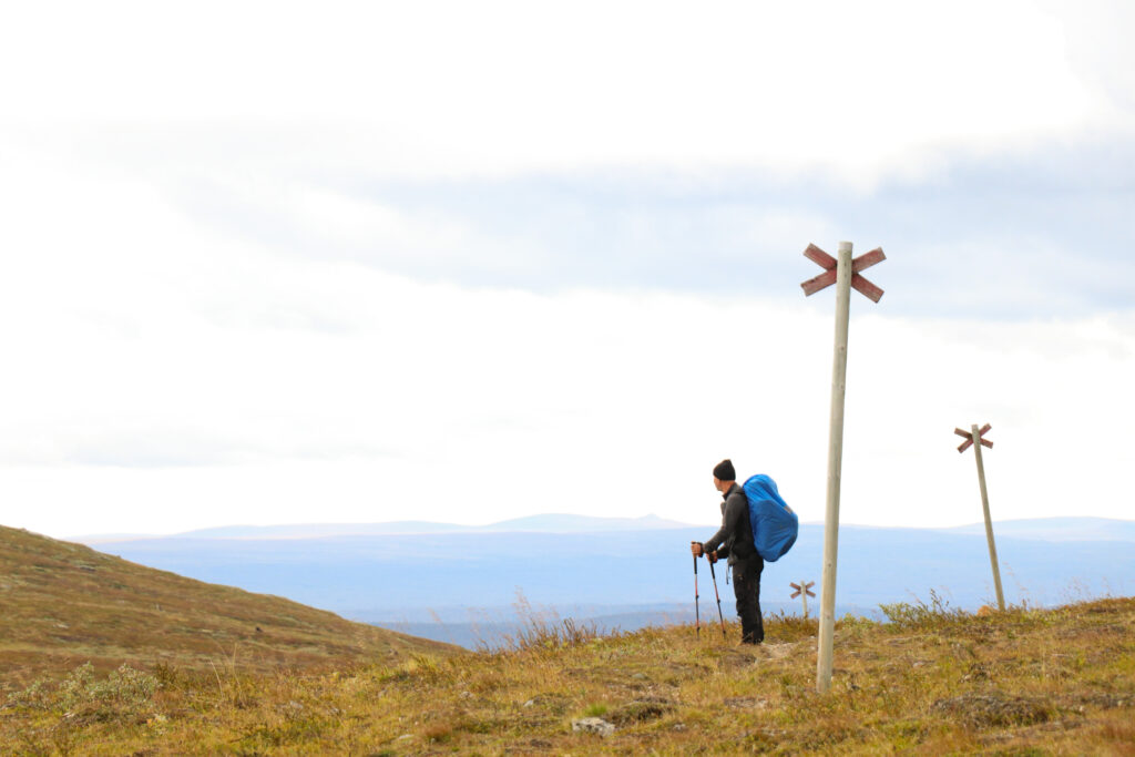 Volg de typerende rode kruizen van de wintertrail